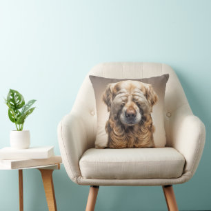 Shy Golden Retriever Throw Pillow
