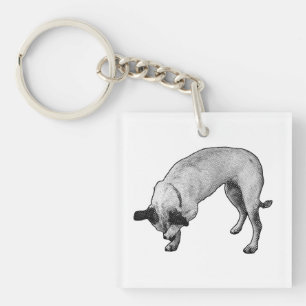 Shy Grin Terrier Keychain