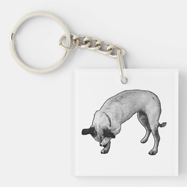 Shy Grin Terrier Keychain (Front)