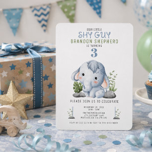 Shy Guy Elephant Birthday Invitation