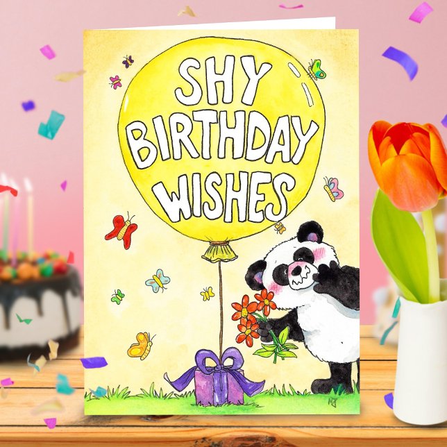 Shy Happy Birthday Panda greeting card (Creator Uploaded)