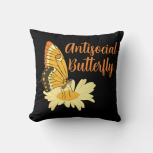 Shy Introvert aesthetic Antisocial Butterfly Throw Pillow