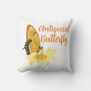 Shy Introvert aesthetic Antisocial Butterfly Throw Pillow