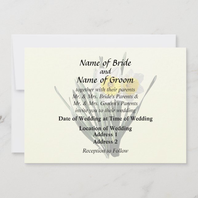 Shy Little Daffodil Invitation (Front)
