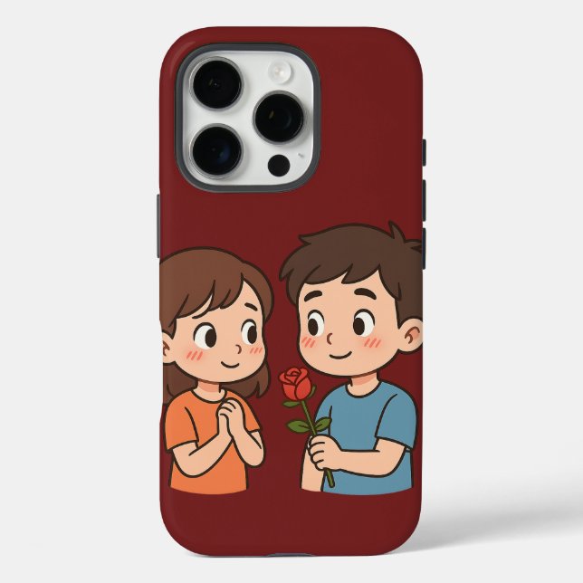 Shy Love Moment 💕 | Cute Cartoon Case-Mate iPhone Case (Back)