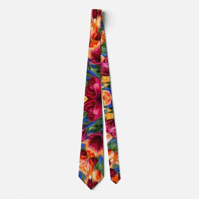 Shy love orange tulip pattern tie (Front)