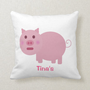 Shy Pink Pig Personalized Decor Pillow
