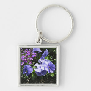 Shy Purple Pansies Keychain