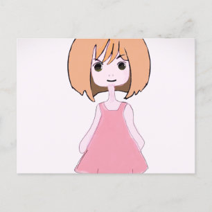 Shy Smile in Pink Postcard