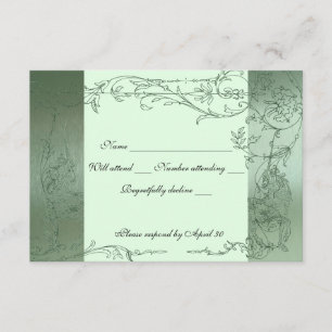Shy Unicorn Green Metallic rsvp avec enveloppes