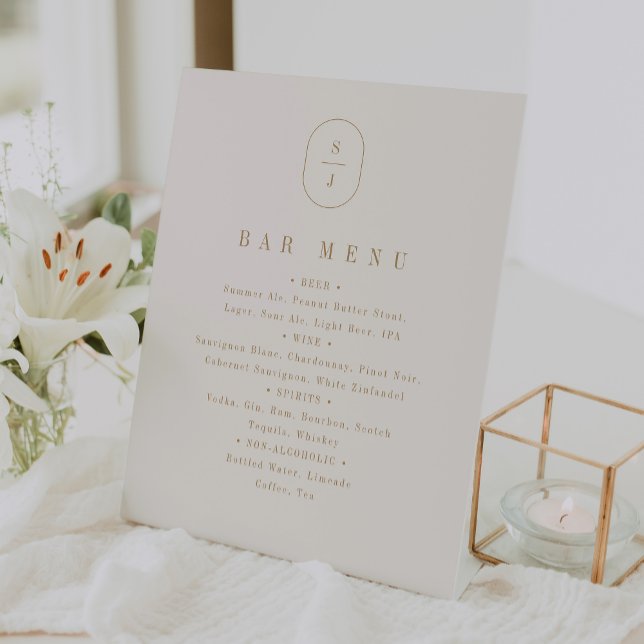 SHYLAH Elegant Gold Cream Wedding Bar Menu Sign (SHYLAH Elegant Gold Cream Wedding Bar Menu Sign)