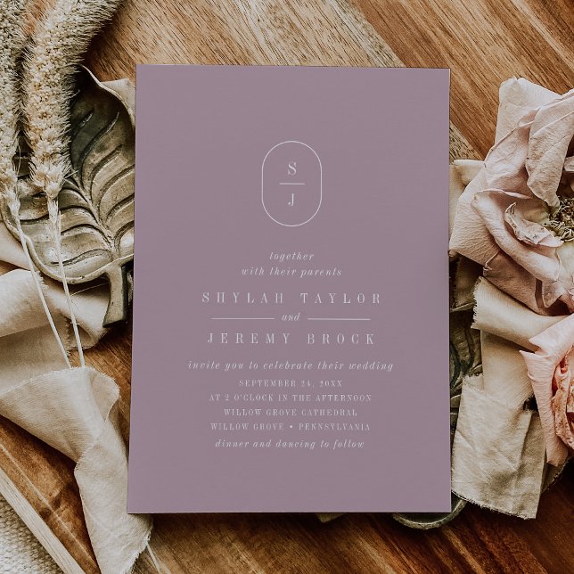 SHYLAH Elegant Lilac Geometric Monogram Wedding Invitation (SHYLAH Elegant Lilac Geometric Monogram Wedding Invitation)