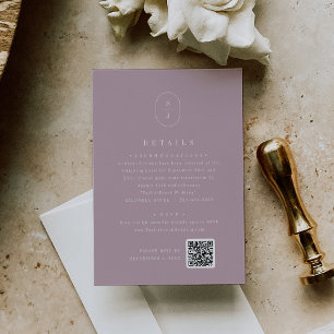 SHYLAH Geometric Lilac Monogram Wedding Details Enclosure Card