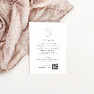 SHYLAH Monogram Simple Black White Wedding Details Enclosure Card