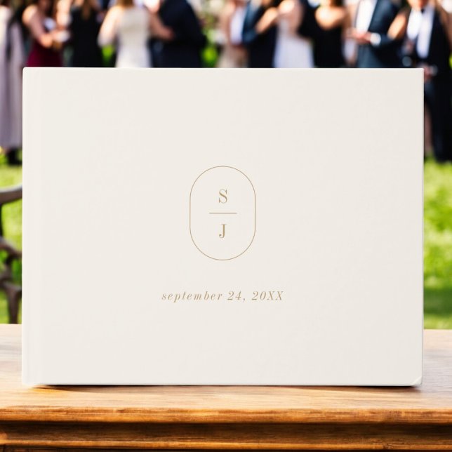 SHYLAH Neutral Gold Cream Elegant Monogram Wedding Guest Book (SHYLAH Neutral Gold Cream Elegant Monogram Wedding Guest Book)