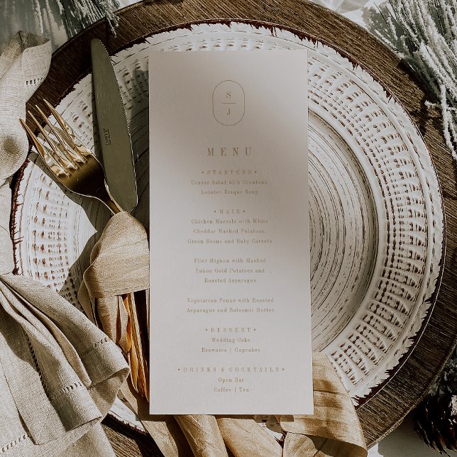 SHYLAH Simple Gold Cream Boho Chic Minimal Wedding Menu (SHYLAH Simple Gold Cream Boho Chic Minimal Wedding Menu)