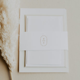 SHYLAH Simple Gold White Modern Minimalist Wedding Invitation Belly Band