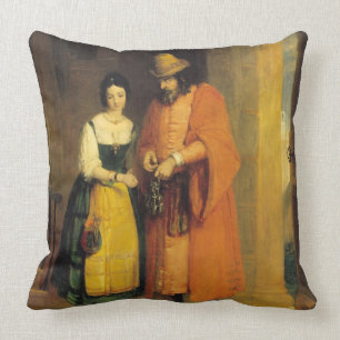 Shylock and Jessica from 'The Merchant of Venice', Throw Pillow