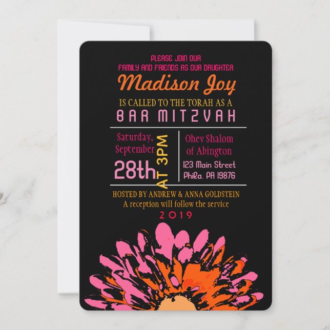 SI JOLIE JOURNÉE Invitation Bat mitzvah (Devant)