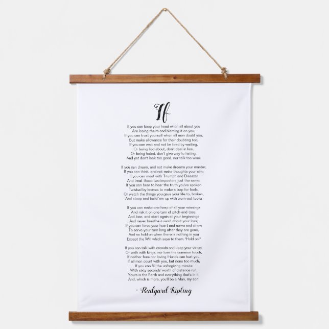 Si Poème de Rudyard Kipling suspendu tapisserie (Recto)