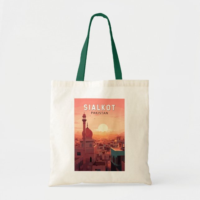 Sialkot Pakistan Travel Art Vintage Tote Bag (Front)