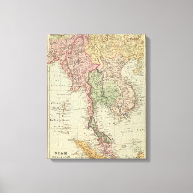 Siam, Burma and Anam Canvas Print (Front)