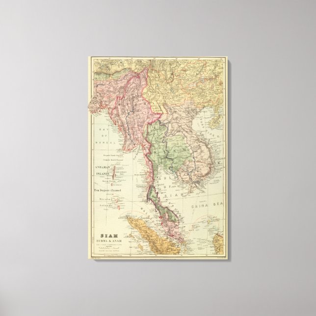 Siam, Burma and Anam Canvas Print (Front)