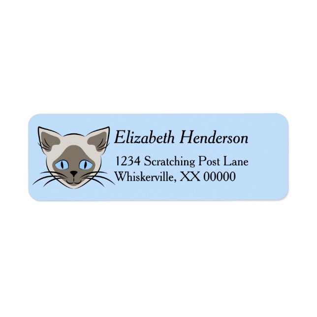 Siamese Blue Eyed Cat Face Dark on Light Graphic (Front)