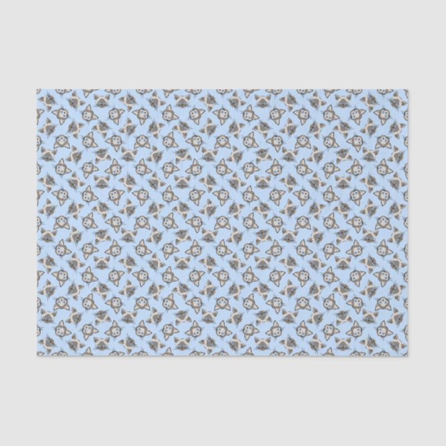 Siamese Blue Eyed Cat Faces Graphic Art Pattern Tissue Paper (Front)