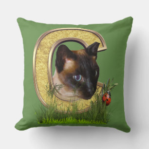 Siamese-Capital-Monogram letter C Throw Pillow