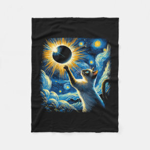 Siamese Cat 2024 Van Gogh Starry Night Siamese Cat Fleece Blanket