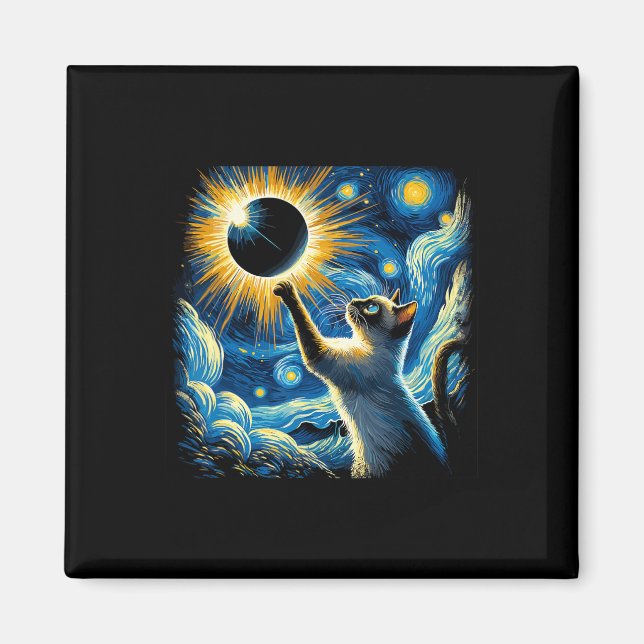Siamese Cat 2024 Van Gogh Starry Night Siamese Cat Magnet (Front)