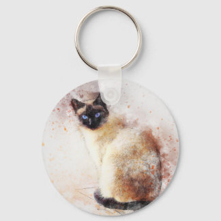 Siamese Cat Abstract Elements Keychain