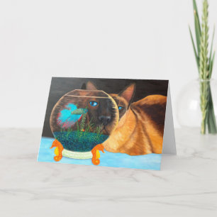 Siamese Cat and Betta Fish Card