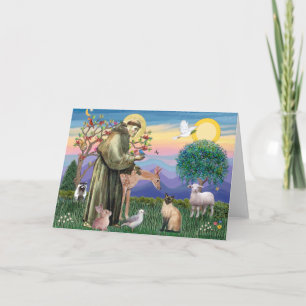 Siamese Cat and St Francis Card