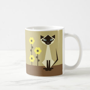 Siamese Cat and Sunflowers Coffee Mug
