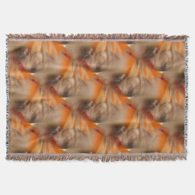 Siamese Cat Animal Pattern Throw Blanket (Front)