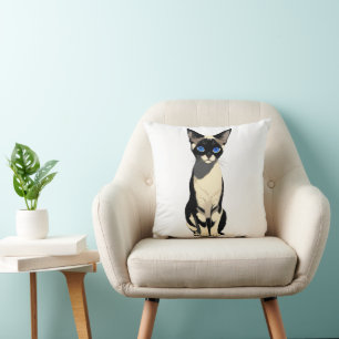 Siamese Cat Art Blue-Eyed Cat Lover Throw Pillow