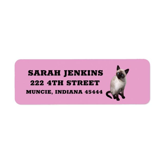SIAMESE CAT Big Pink Return Address Labels (Front)
