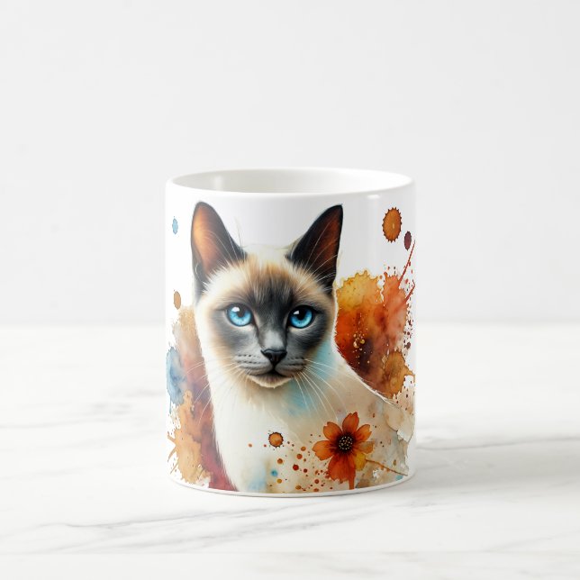 Siamese Cat Blue Point Watercolor  Coffee Mug (Center)