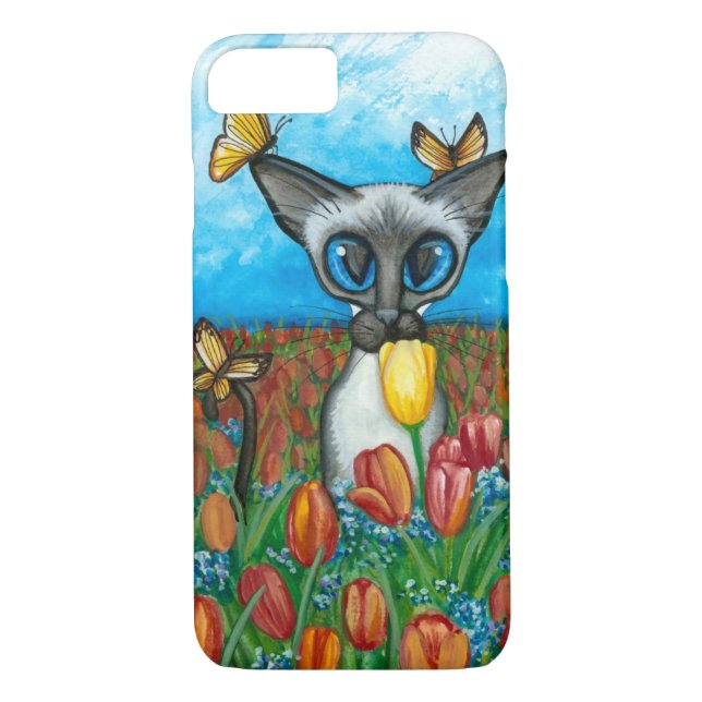 Siamese Cat Butterflies Fleurs coque par Bihrle (Dos)