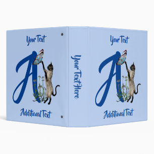 Siamese Cat Butterfly Monogram Initial A Custom Binder
