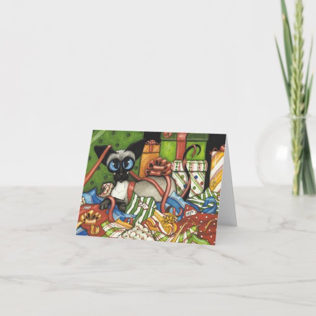 Siamese Cat by BiHrLe Christmas Card (Front)