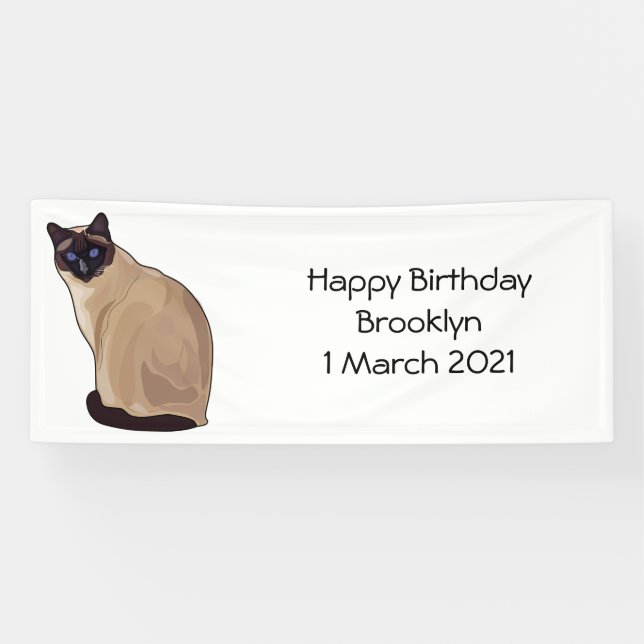 Siamese cat cartoon illustration banner (Horizontal)