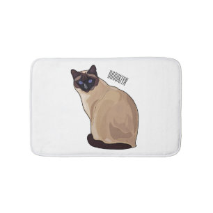 Siamese cat cartoon illustration  bath mat
