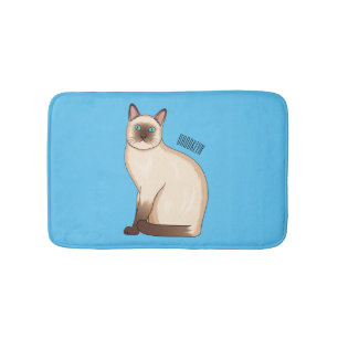 Siamese cat cartoon illustration  bath mat