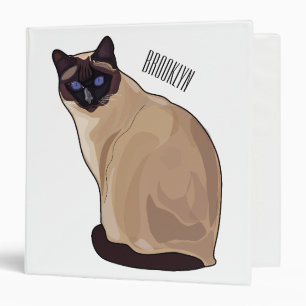 Siamese cat cartoon illustration  binder