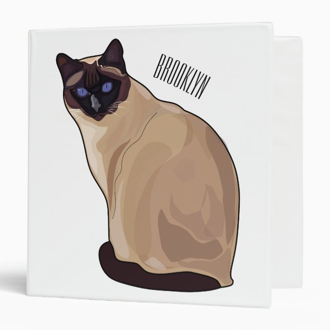 Siamese cat cartoon illustration  binder (Front/Inside)