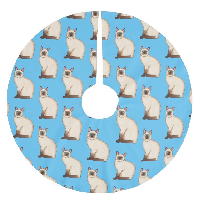 Siamese cat cartoon illustration brushed polyester tree skirt (Front)