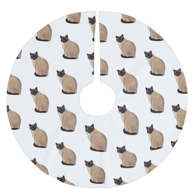 Siamese cat cartoon illustration  brushed polyester tree skirt (Front)